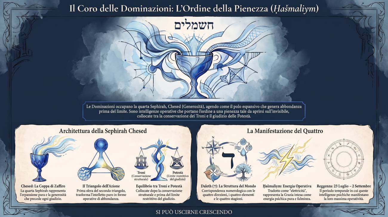 La posizione delle Dominazioni nell'Albero delle Vite: Chesed, quarta Sephirah.