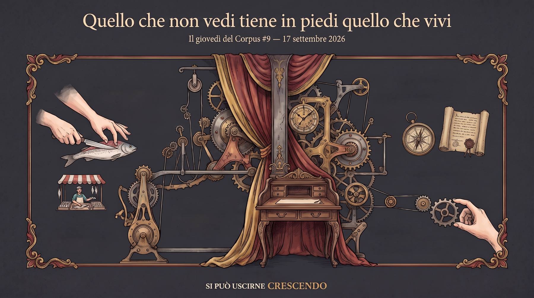 Quello che non vedi tiene in piedi quello che vivi — serata del Corpus Sibaldianum del 17 settembre 2026.