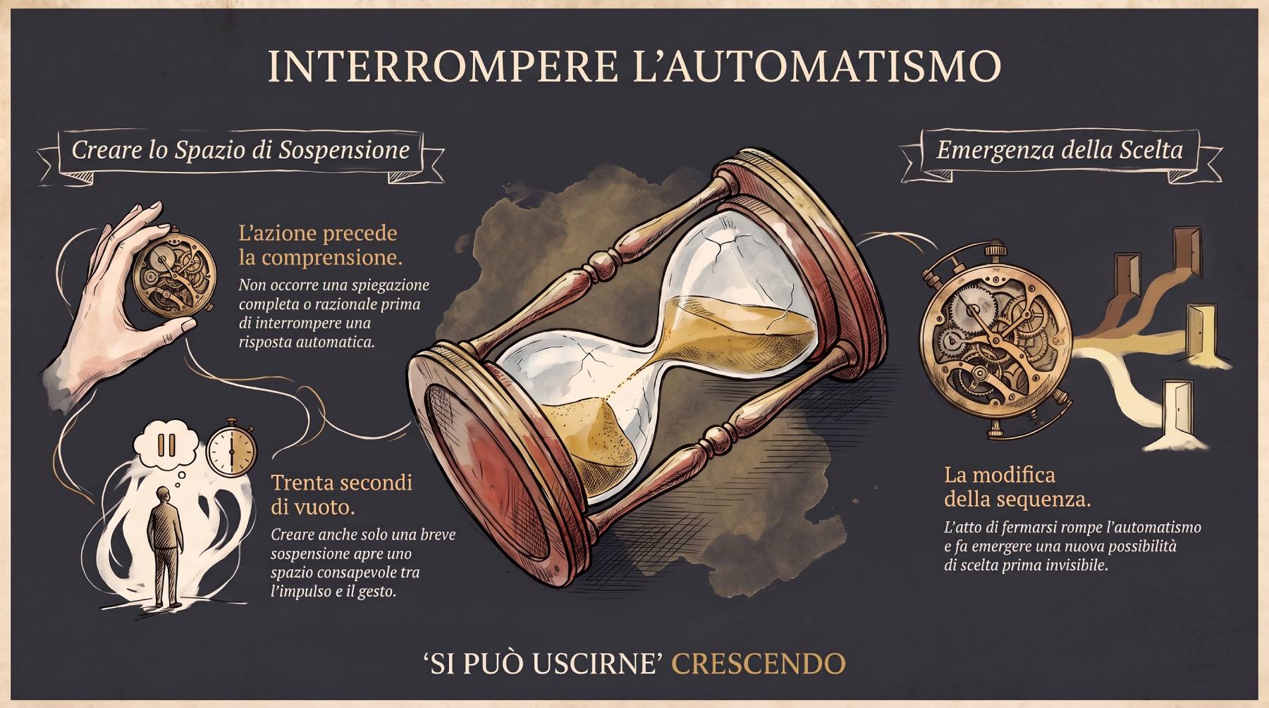Interrompere l'automatismo e allenare una risposta diversa — serata del Corpus Sibaldianum del 17 settembre 2026.