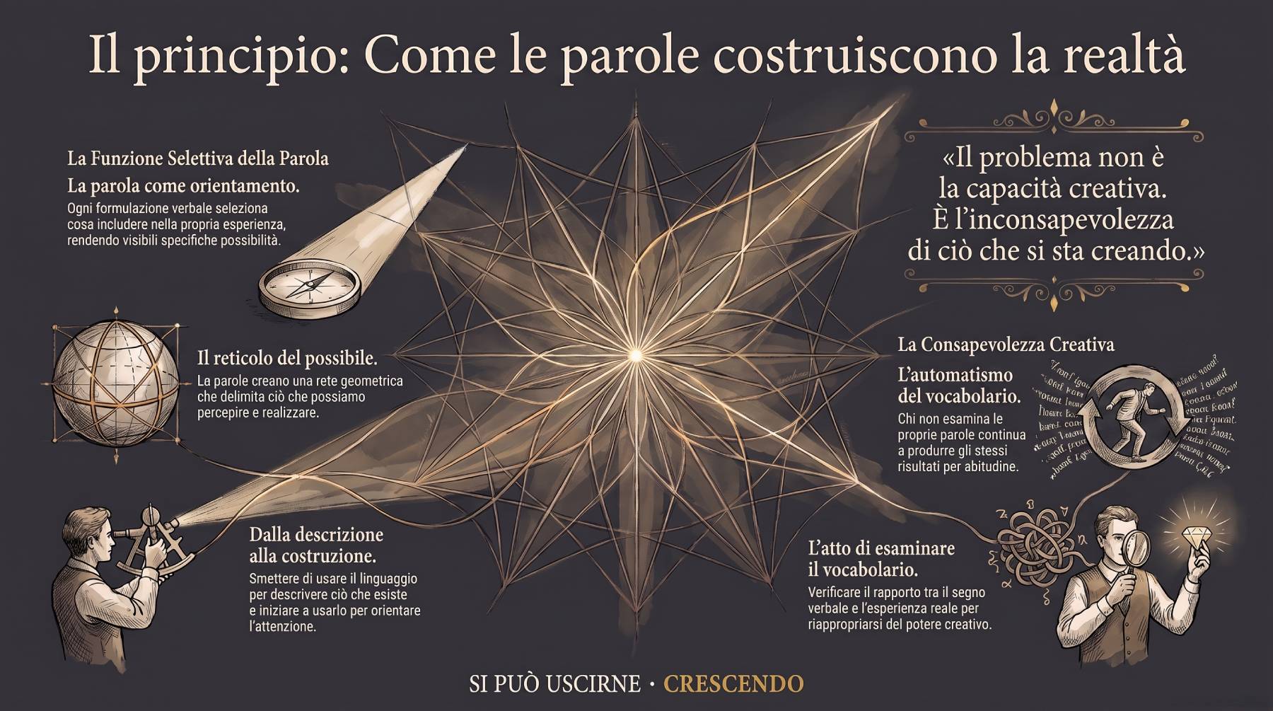 Il principio del potere creativo della parola — schema di orientamento del linguaggio.
