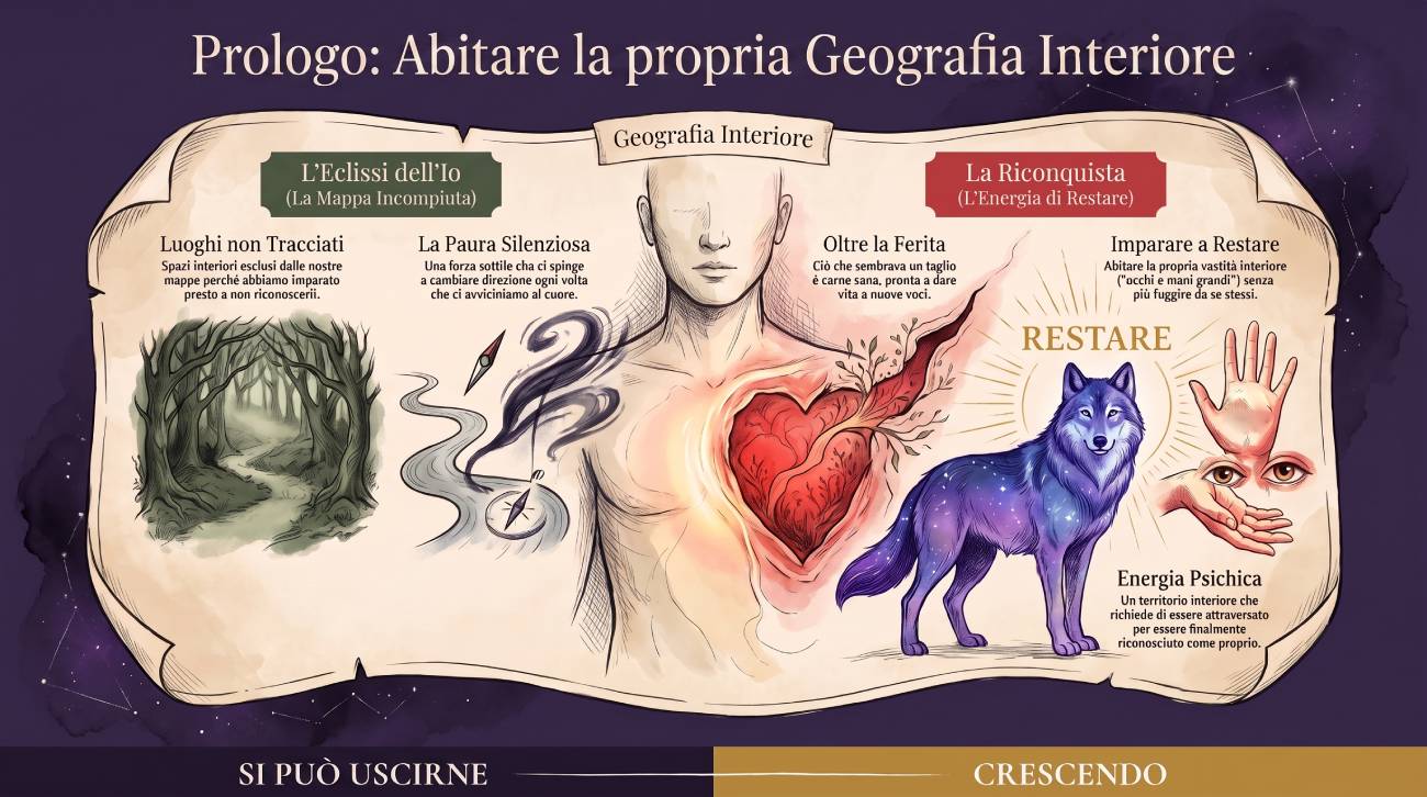 Illustrazione Prologo — Luoghi: una geografia interiore senza coordinate.