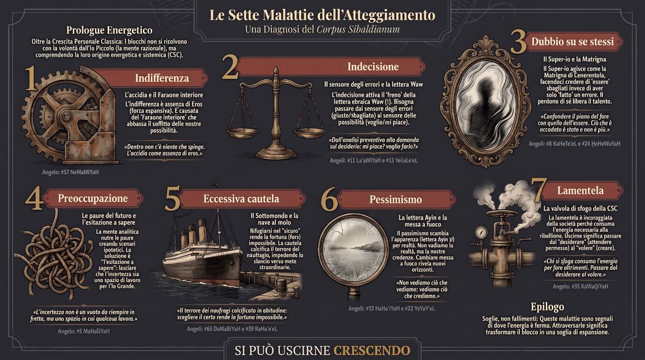 Riepilogo visivo - le sette malattie dell'atteggiamento nel sistema del Corpus Sibaldianum