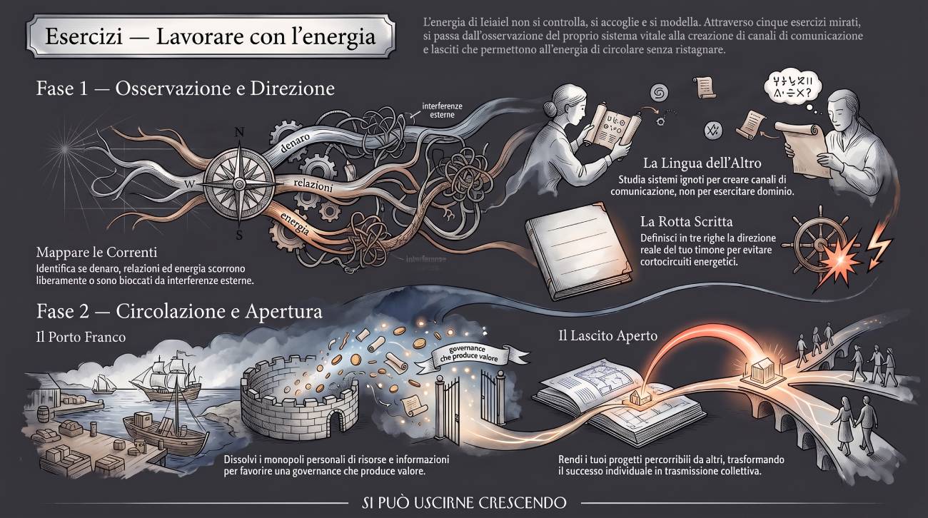 Infografica Esercizi #22 YeYaYʼeL: strumenti pratici per lavorare con questa energia.