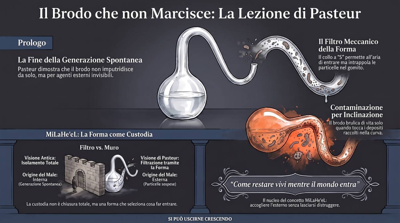 Infografica Prologo #23 MiLaHeʼeL: Louis Pasteur e il pallone a collo di cigno.