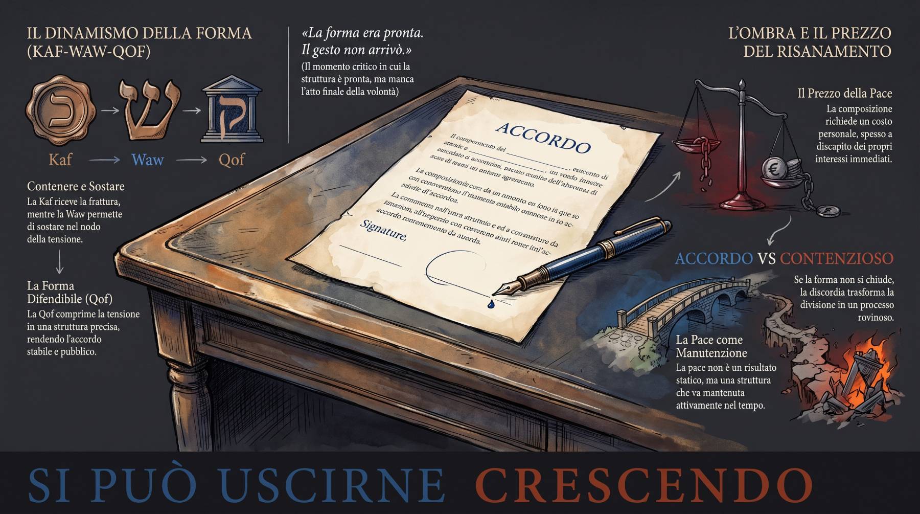 Infografica Prologo — La firma che non arrivò: il trattato sospeso, la forma pronta e non sottoscritta. Tensione tra accordo possibile e nodo ancora aperto.