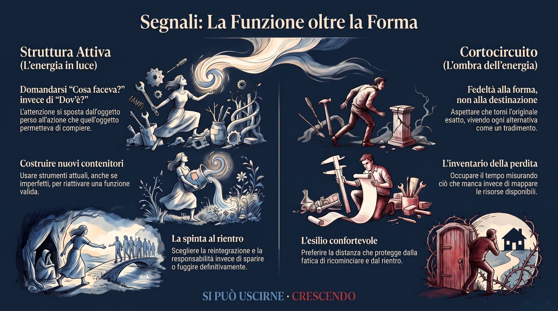 Segnali — MaNaDeʼeL: i pattern che indicano se l'energia di recupero e reintegrazione è attiva o cortocircuitata.