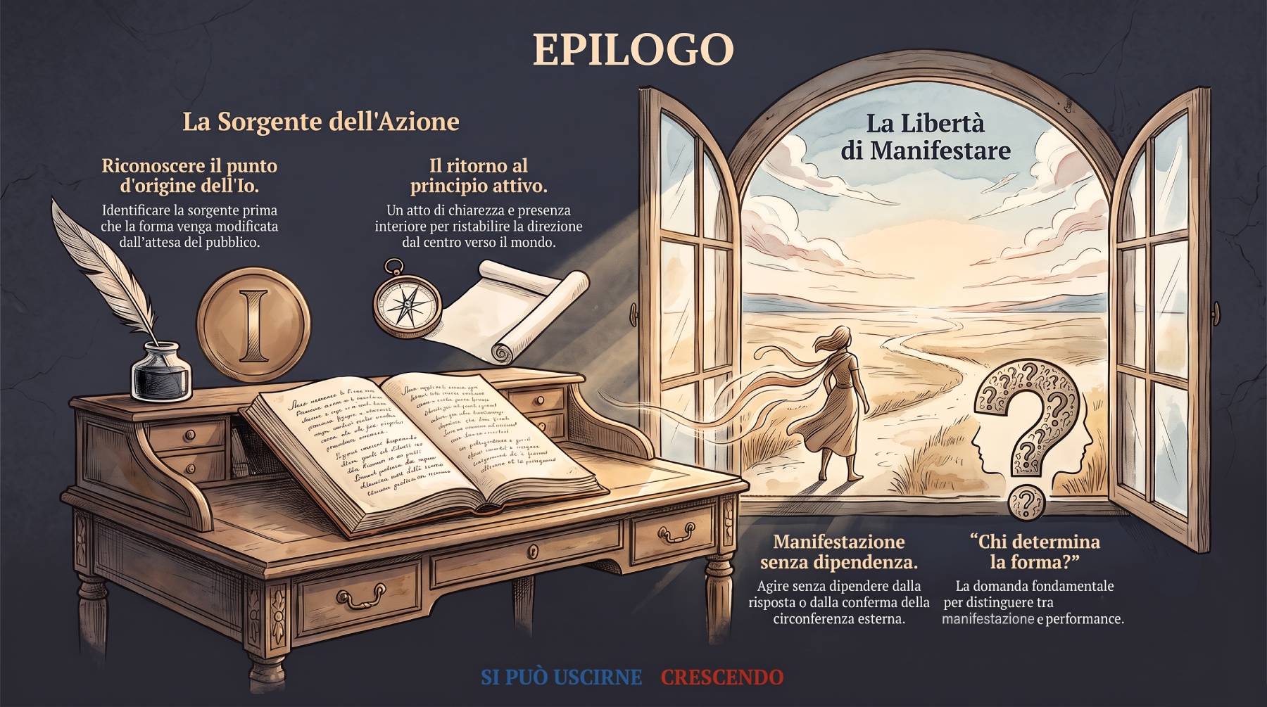 Epilogo — L'Io che gli altri guardano: la domanda sulla provenienza del criterio con cui si sceglie la forma di ciò che si manifesta.